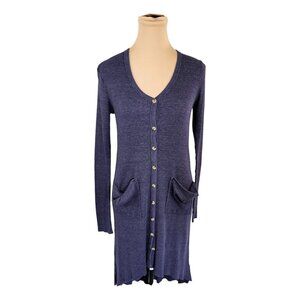 Free People Beach Ribbed Up Maxi Cardigan Dress Navy Blue Sz M